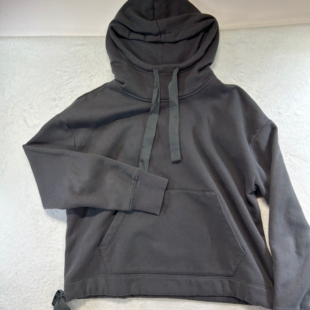 Athleisure Banana Republic Gorpcore Side Tie Funnel Neck Hoodie M Charcoal Grey